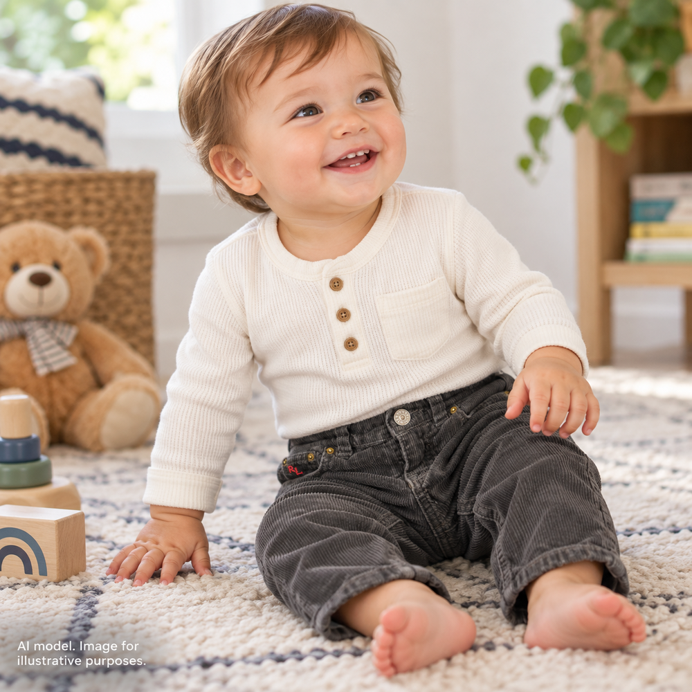 Ralph Lauren Pants Boys 9-12 Months Brown Corduroy Elastic Waist Classic Polo